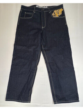 Ninth Hall Men 38x31 Ambush Tiger Floral Embroidered Dark Blue Denim Jeans